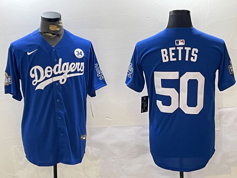 Men Los Angeles Dodgers #50 Betts Blue Game 2024 Nike MLB Jersey style 1120
